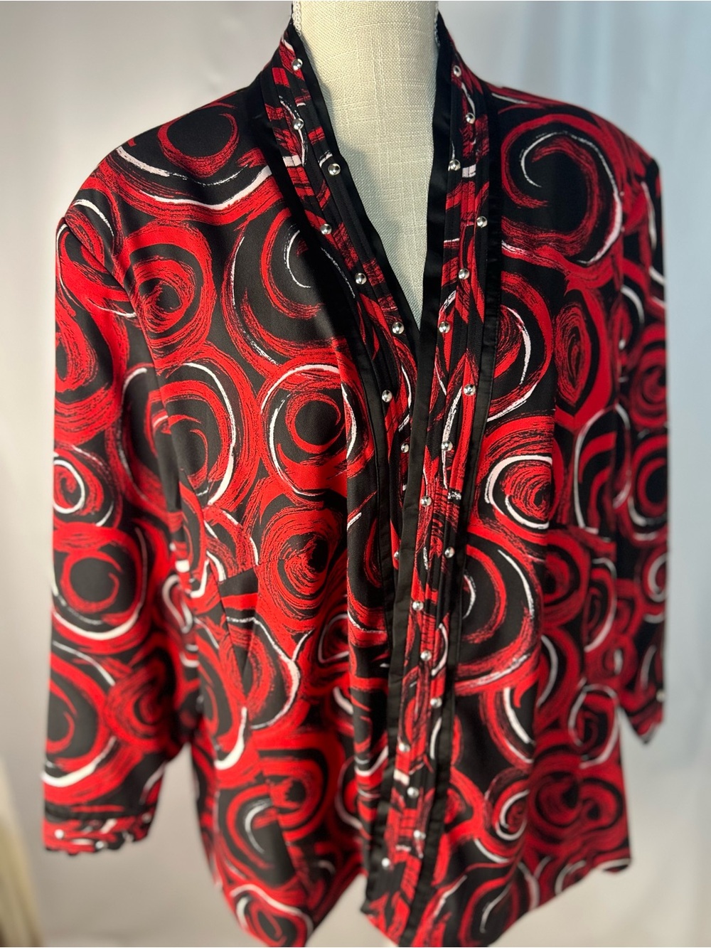 Women's Red & Black Printed Blazer Jacket Plus Size 3X